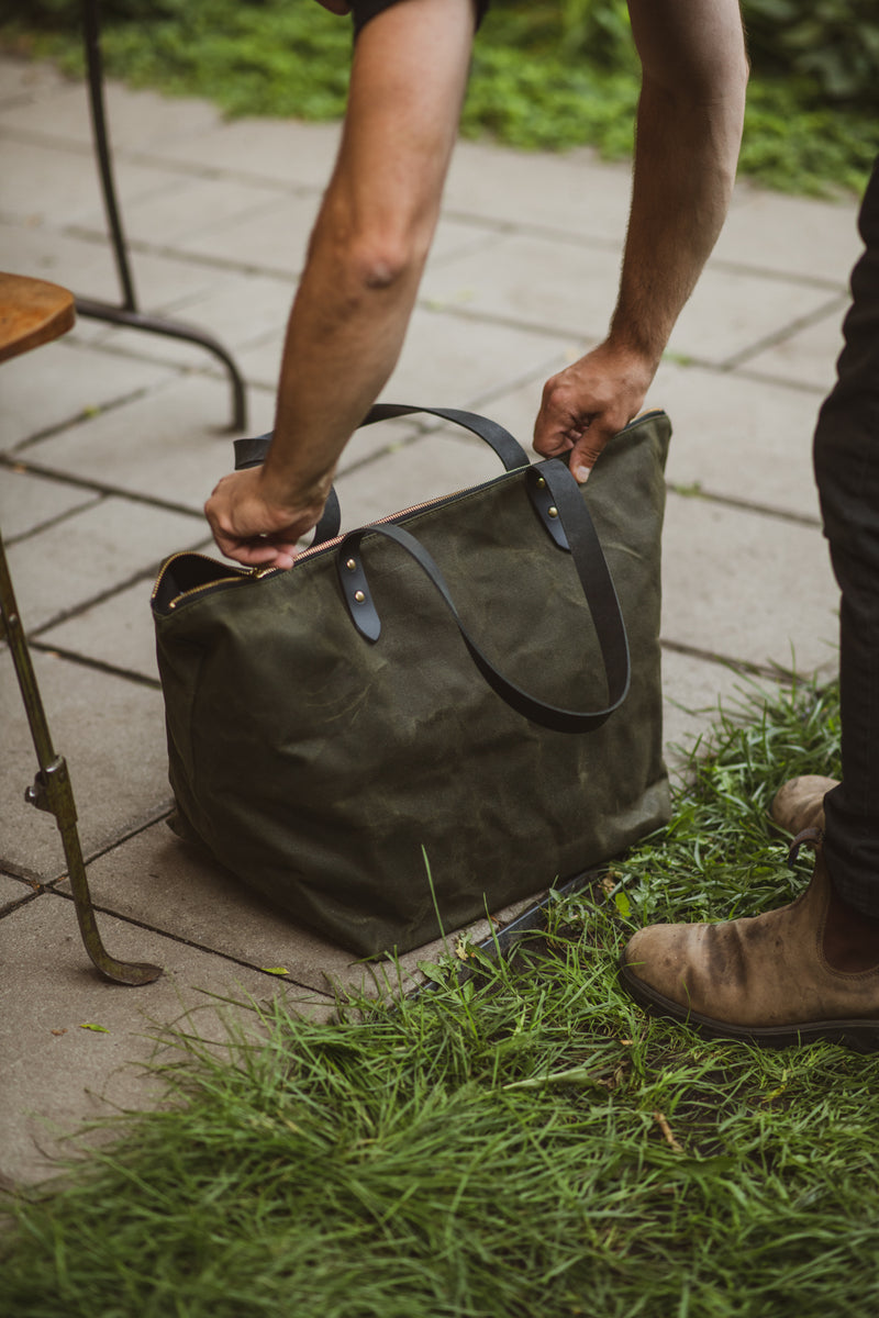 Minimalist Waxed Canvas and Leather Fly Fishing Bag With Front