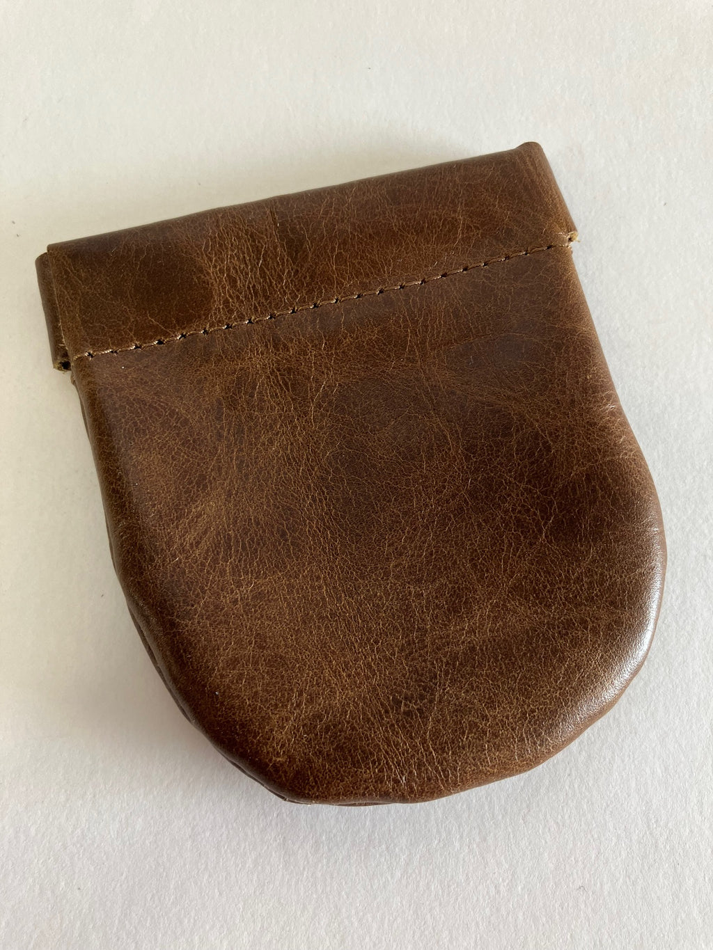 SAMPLE Leather wallet, squeeze frame coin purse cognac brown