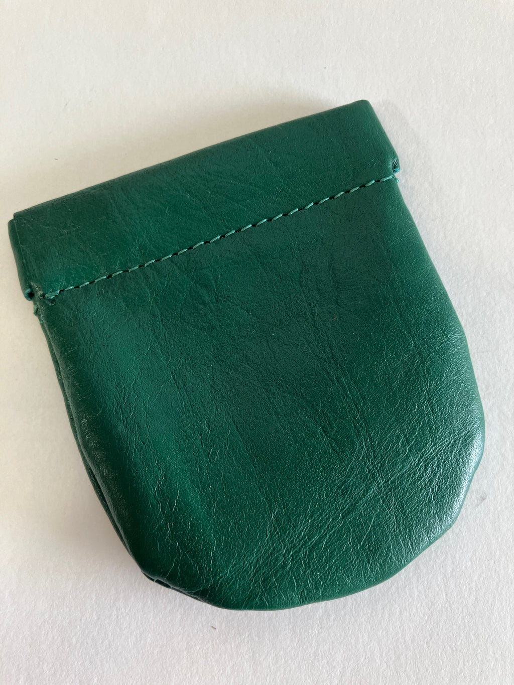 SAMPLE Leather wallet, squeeze frame coin purse EMERALD green leather