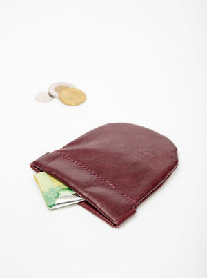 Leather coin purse MEZZA LUNA handmade in Montreal by Veinage_plum