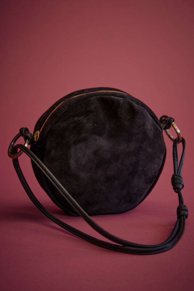 Brown round outlet crossbody bag