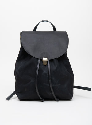 Veinage Leather and Waxed Cotton Rucksack MILAN Model Large, handmade in Montreal, Canada