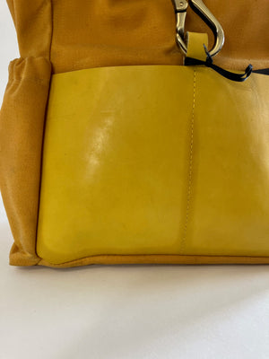 One of a kind piece Sample Roll top leather and waxed coton backpack DE LORIMIER model