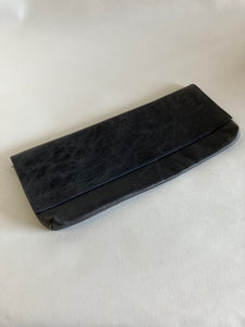 ONE OF A KIND - SAMPLE Leather clutch bag, baguette bag in midnight blue