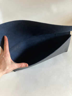 ONE OF A KIND - SAMPLE Leather clutch bag, baguette bag in midnight blue