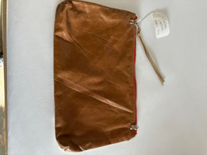 ONE OF A KIND - SAMPLE Leather clutch bag tan brown, fire red, leopard and ivory