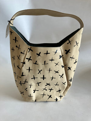 Exclusive Geometrical leather tote bag MONT-ROYAL model One of a kind