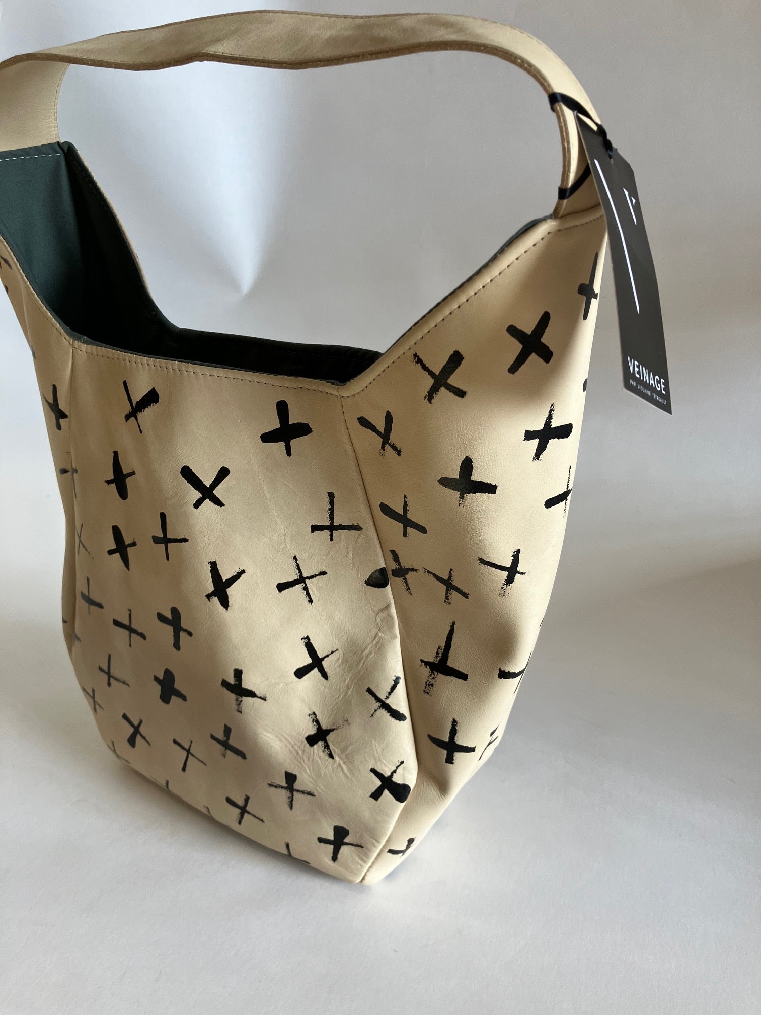Exclusive Geometrical leather tote bag MONT-ROYAL model One of a kind