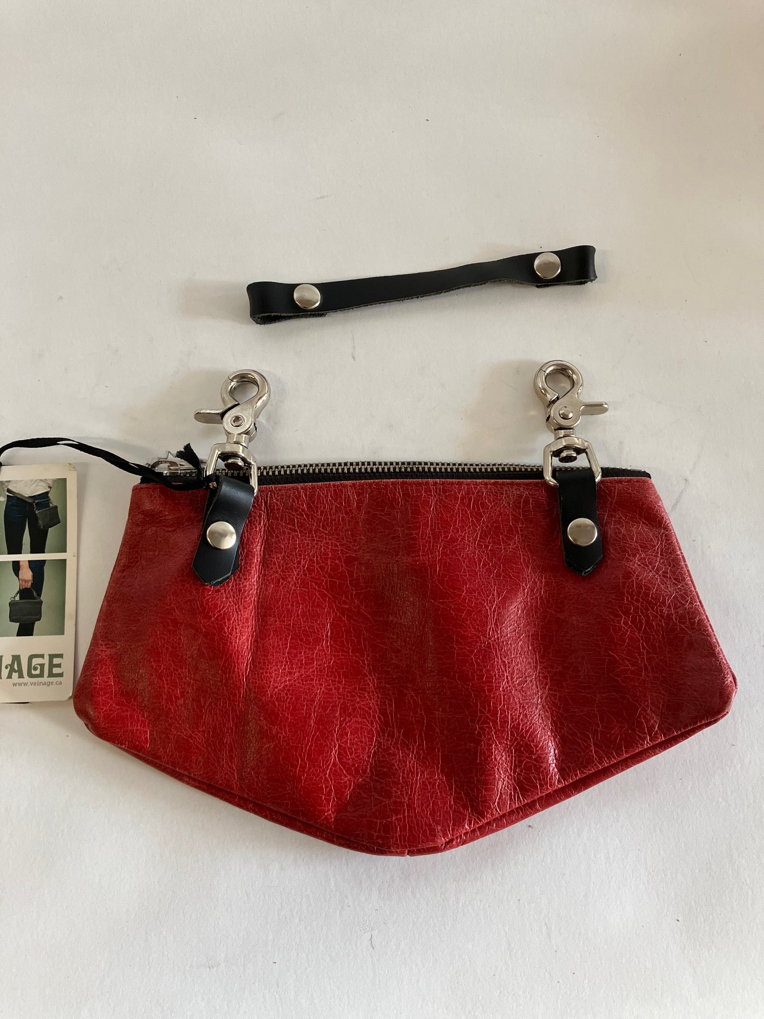 SAMPLE red leather fannypack, belt bag, pouch