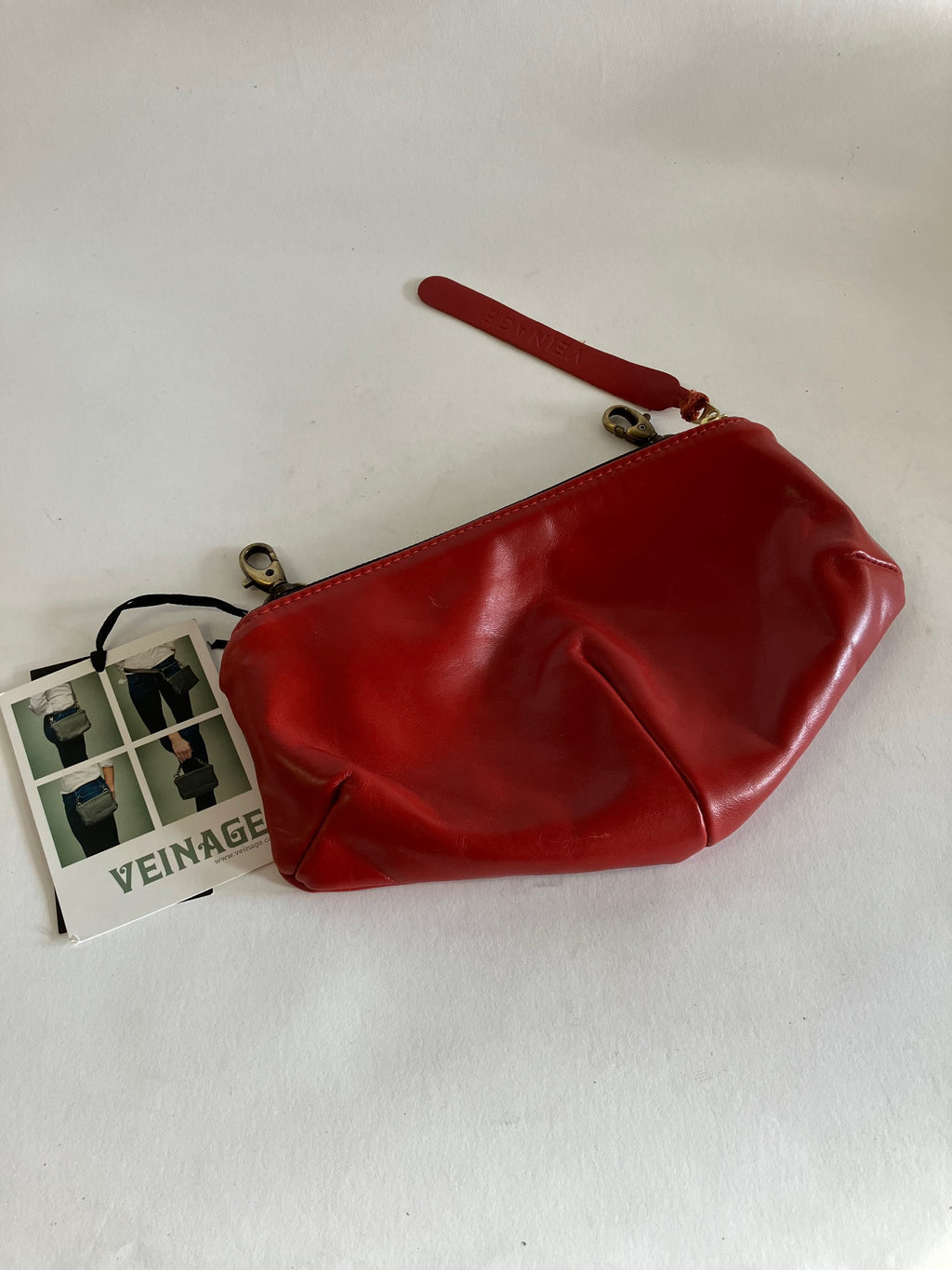 SAMPLE red oiled leather fannypack, belt bag, pouch