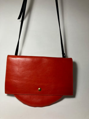 SAMPLE. ONE OF A KIND Minimalist small leather bag in bright red leather