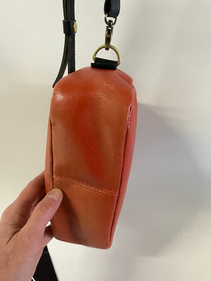 SAMPLE Leather crossbody bag and brass charm red color