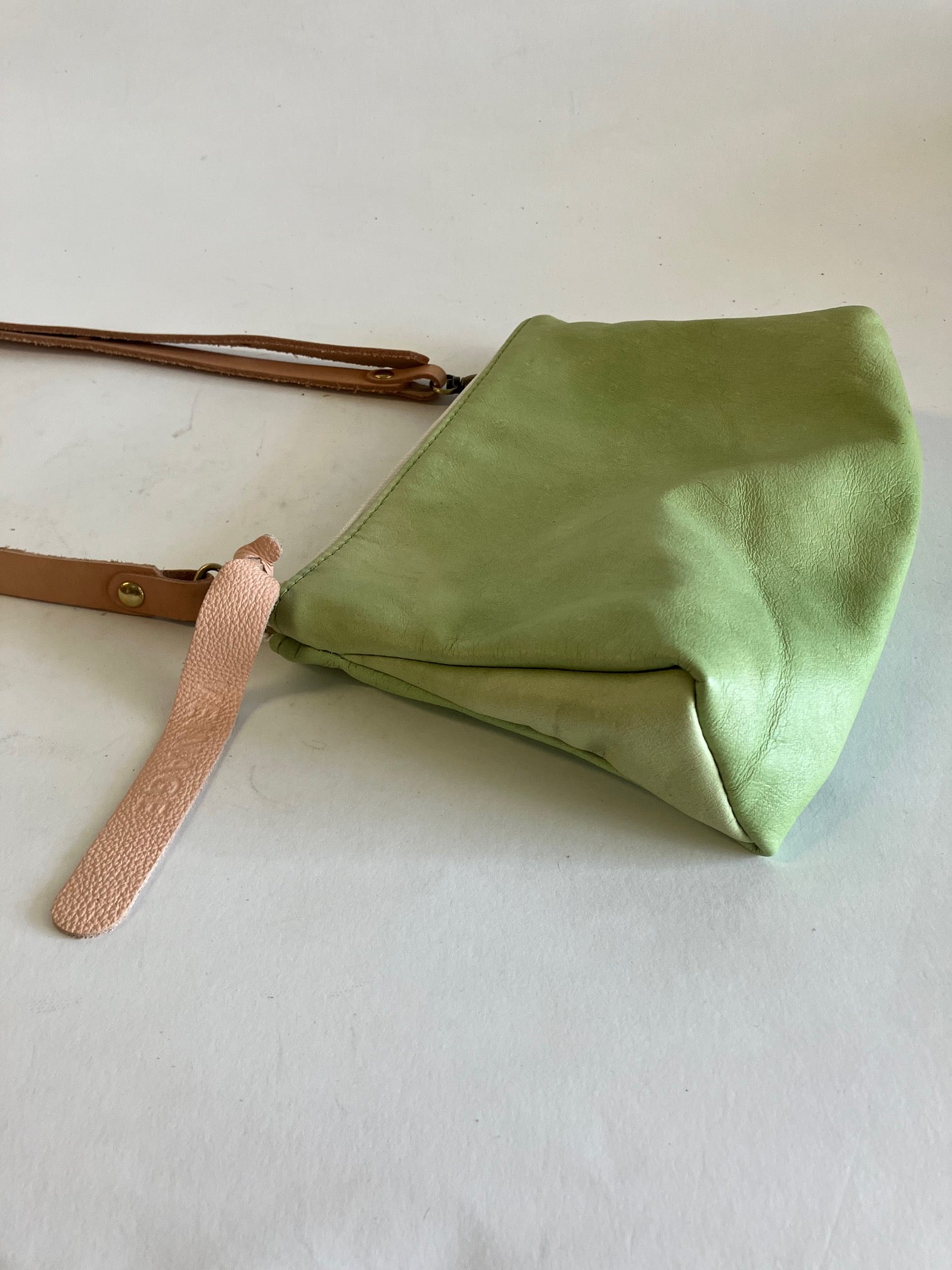 SAMPLE small leather summer purse in mint green