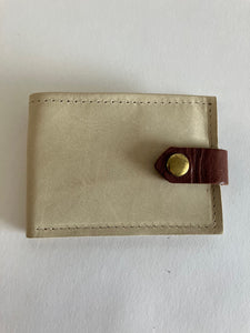 SAMPLE. Minimalist bifold ivory leather wallet