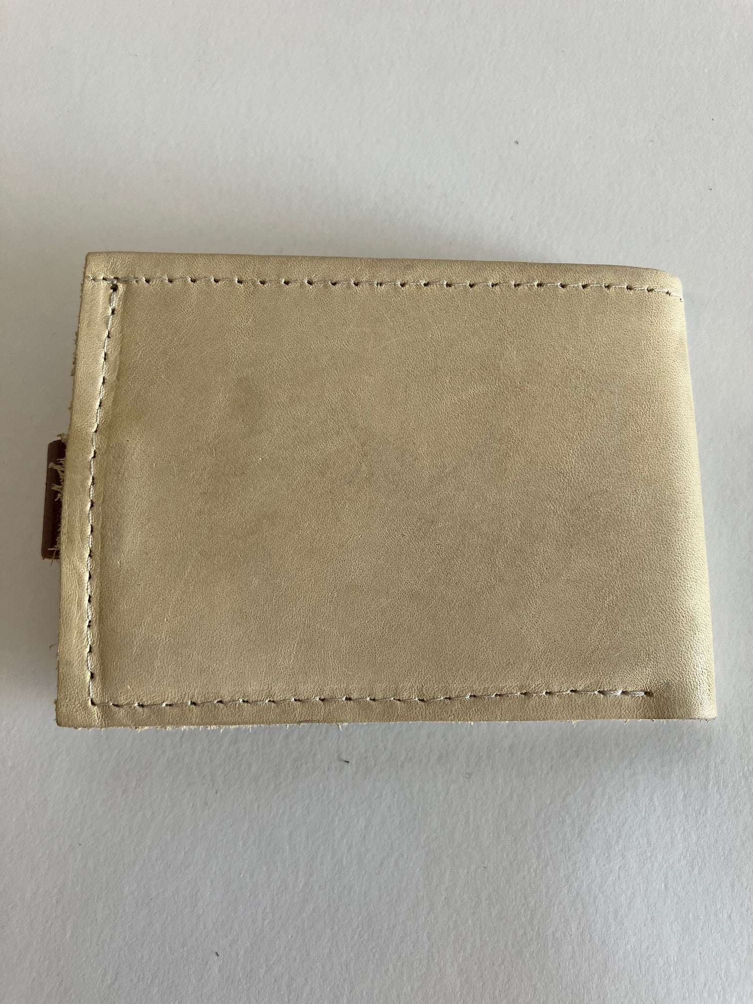 SAMPLE. Minimalist bifold ivory leather wallet