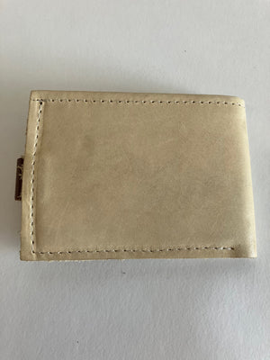 SAMPLE. Minimalist bifold ivory leather wallet