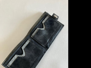 SAMPLE. Minimalist bifold textured black and grey leather wallet