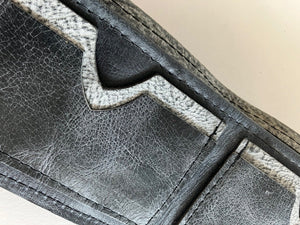 SAMPLE. Minimalist bifold textured black and grey leather wallet