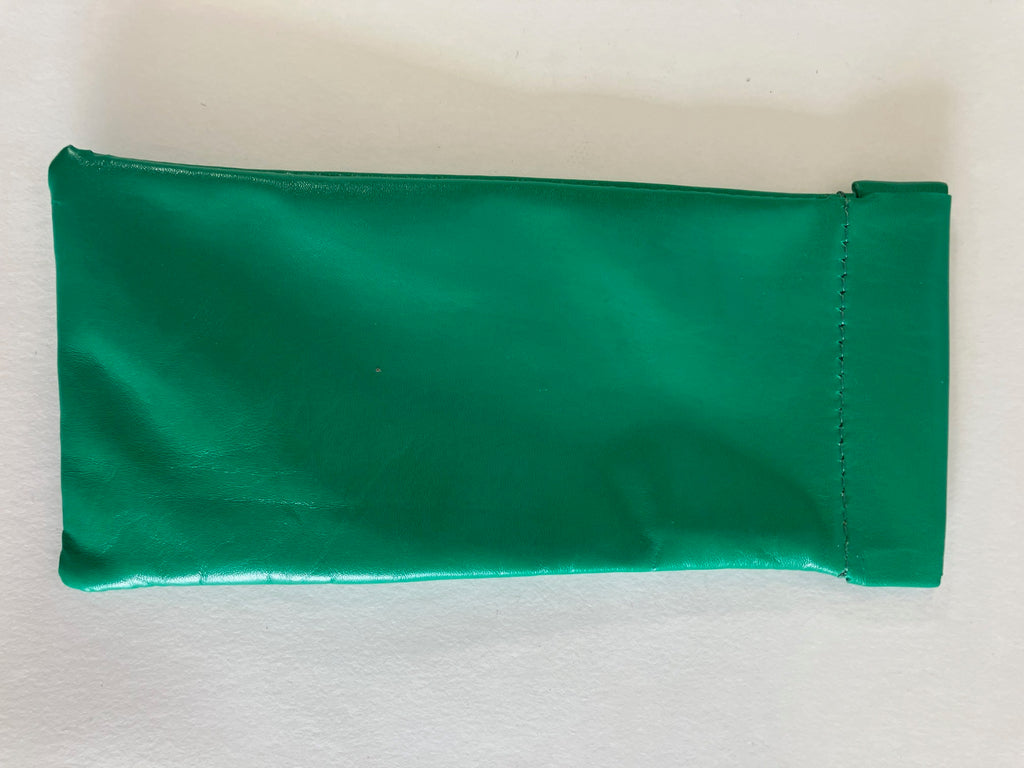 SAMPLE apple green leather glasses case, soft slip-in pouch case, glasses storage case