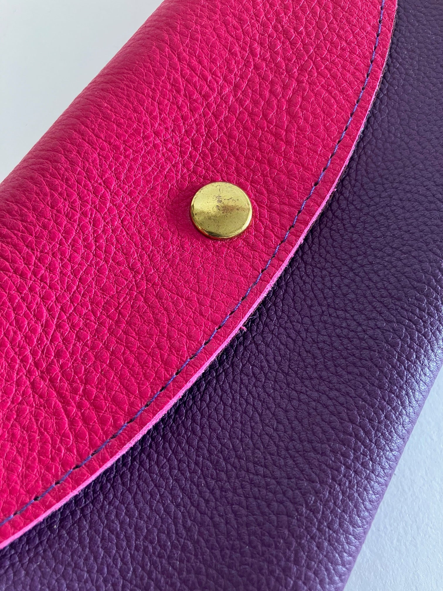 SAMPLE neon pink and purple Minimalist leather wallet