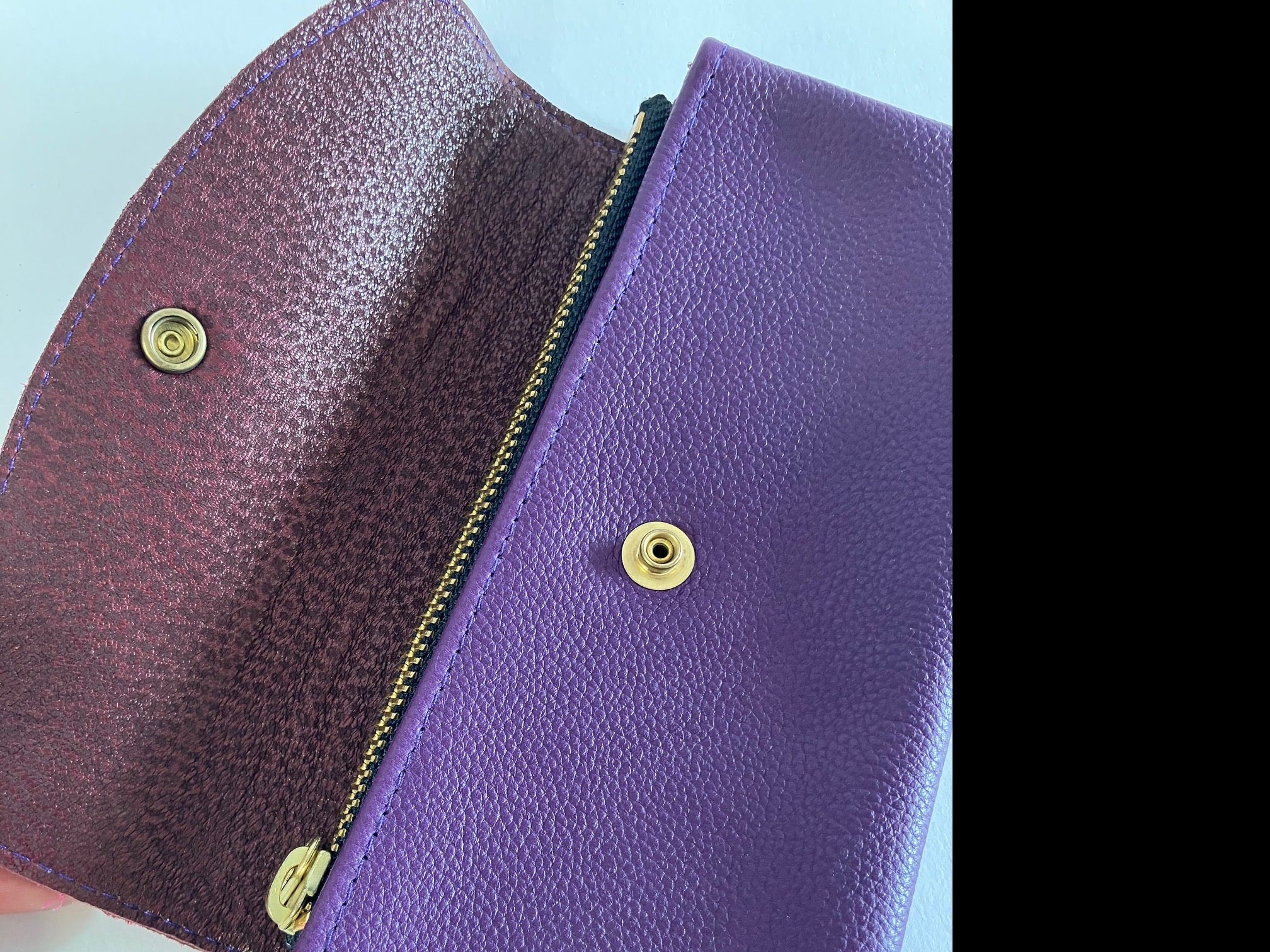 SAMPLE neon pink and purple Minimalist leather wallet