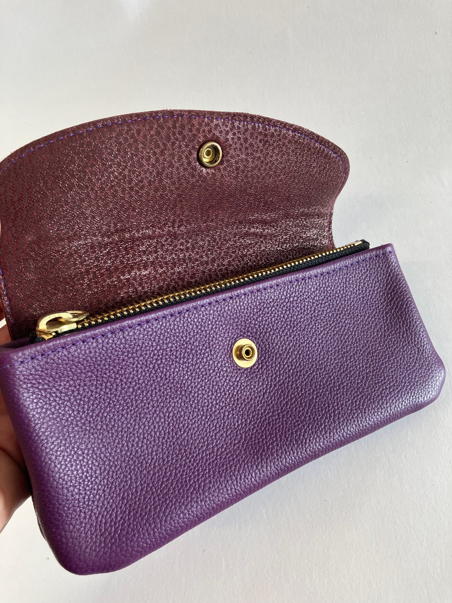 SAMPLE neon pink and purple Minimalist leather wallet