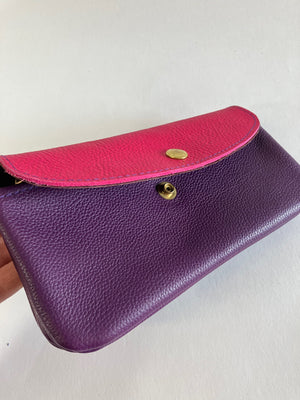 SAMPLE neon pink and purple Minimalist leather wallet