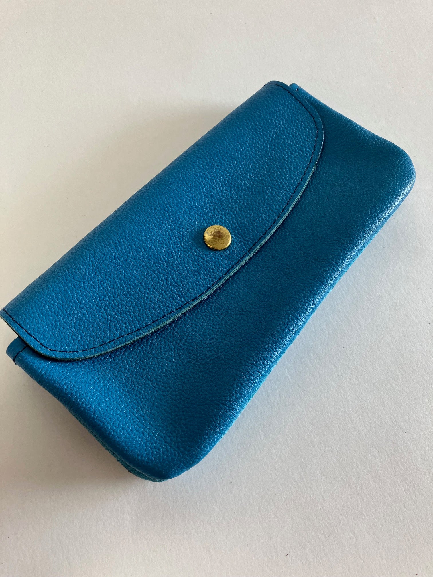 SAMPLE neon blue and black Minimalist leather wallet