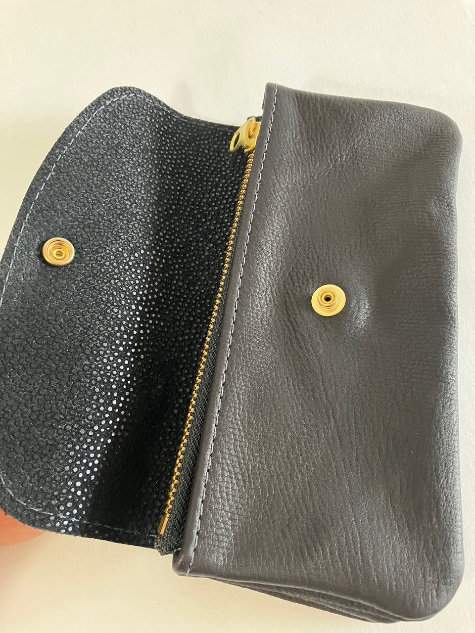 SAMPLE black nubuck Minimalist leather wallet