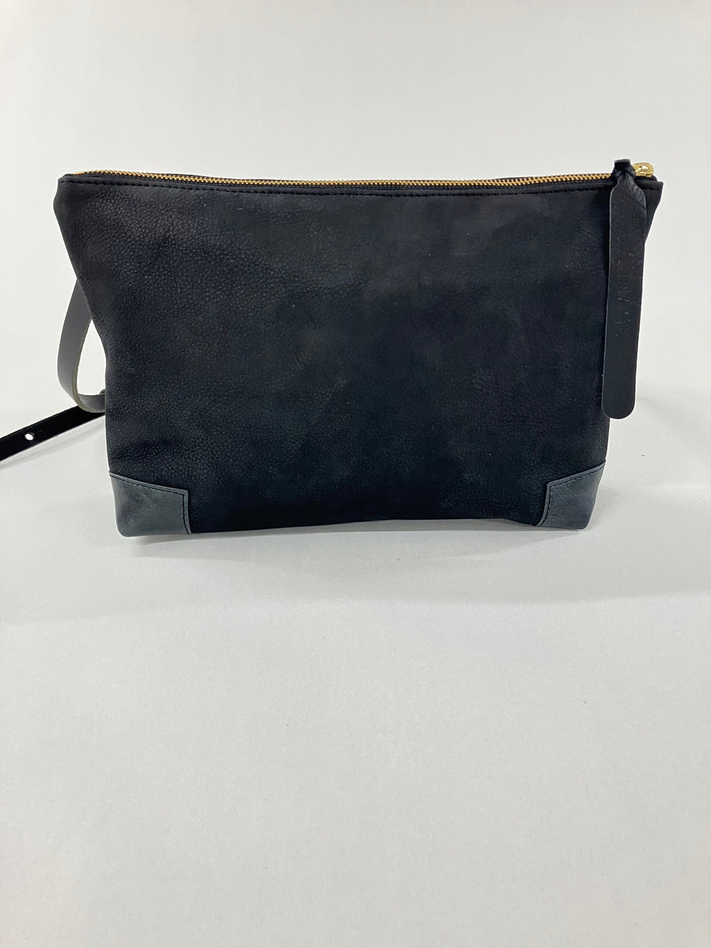 SAMPLE Leather crossbody bag, black suede leather purse handmade in Montreal