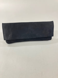 ONE OF A KIND - SAMPLE Leather clutch bag, baguette bag in mat black