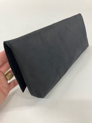 ONE OF A KIND - SAMPLE Leather clutch bag, baguette bag in mat black