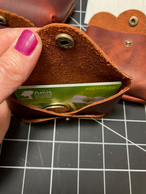 Sample. one of a kind. Leather minimalist cardholders / coin pouch. Handmade in Montreal