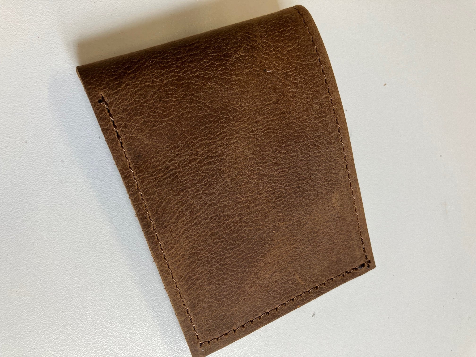 SAMPLE. Minimalist bifold mat brown leather wallet. handmade in Canada