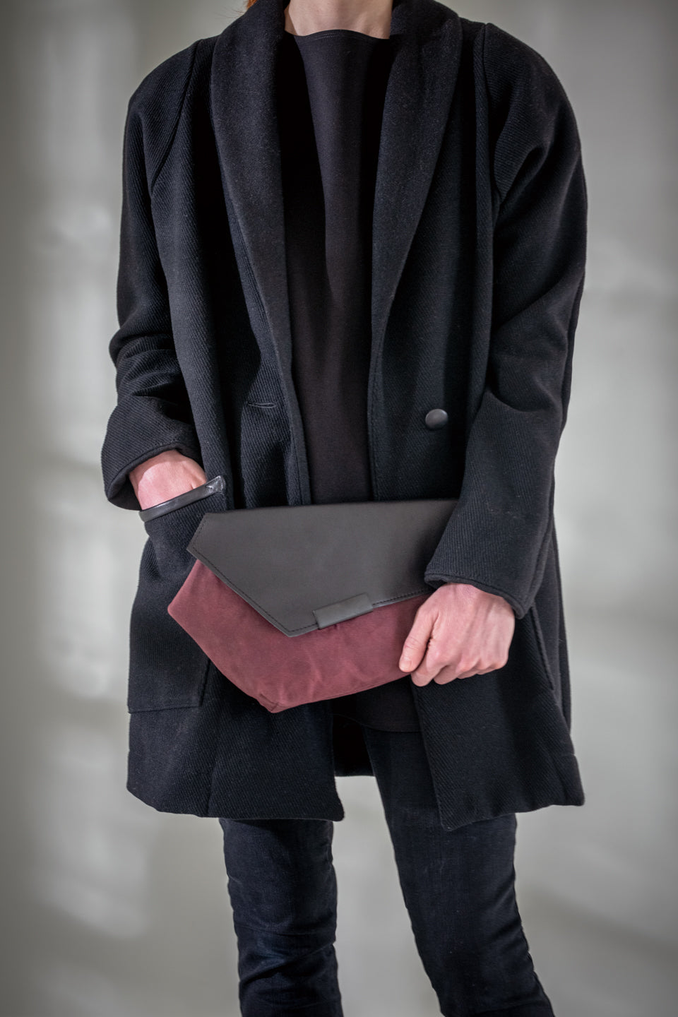 Veinage Wool Jacket Loose Fit Coat Lined Black