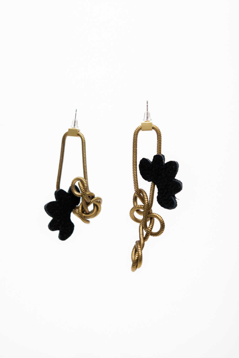 Veinage Sculptural and Unpredictable Leather Earrings CLAFOUTIS model Handmade in Montreal Canada