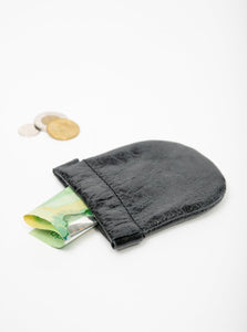 Leather coin purse MEZZA LUNA handmade in Montreal by Veinage_black