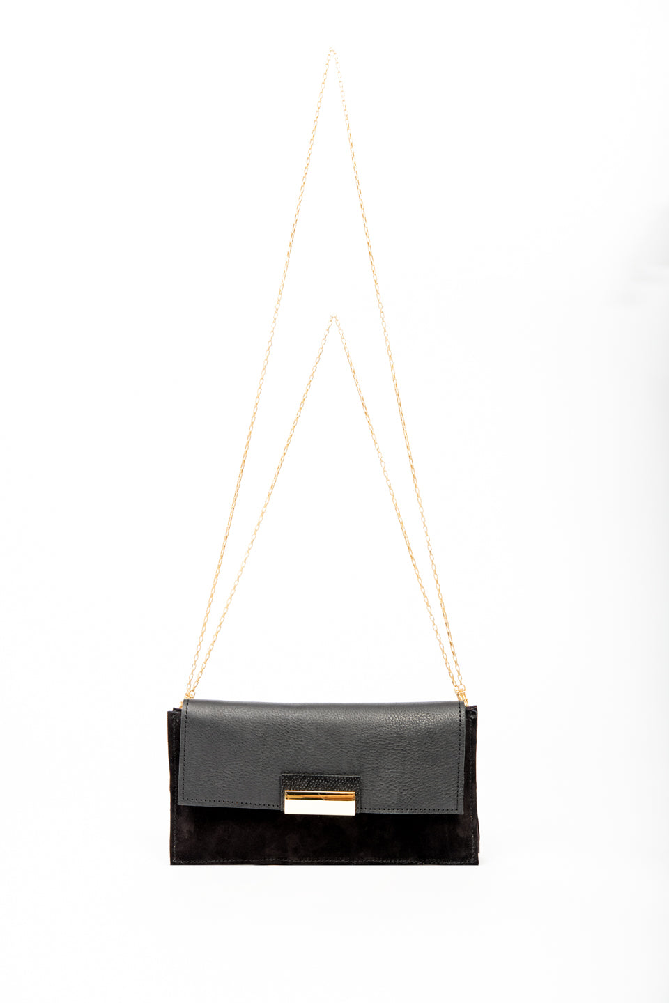 Leather evening bag RETTANGOLO model from the Variable Geometry collection by VEINAGE, handmade in Montreal Canada