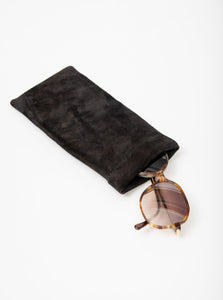 Leather glasses case, soft slip-in pouch case, glasses storage case VEDERE model_black suede