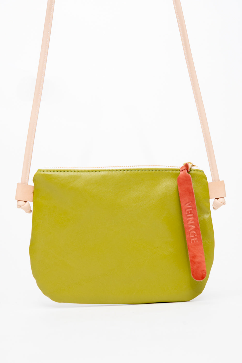 Minimalist small shoulder pouch in leather VENISE model