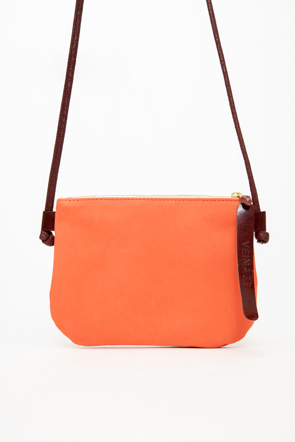 Minimalist small shoulder pouch in leather VENISE model