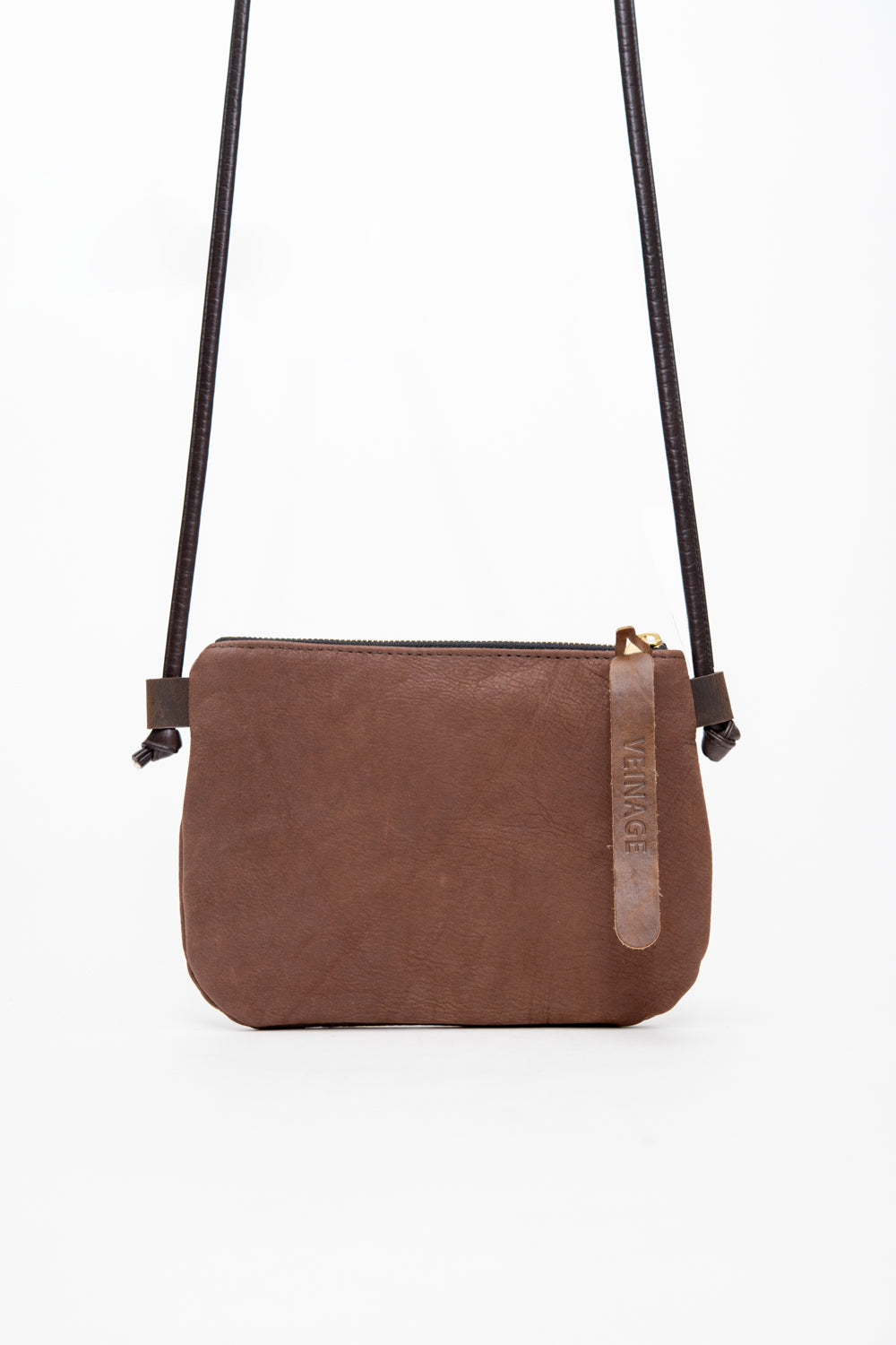 Minimalist small shoulder pouch in leather VENISE model