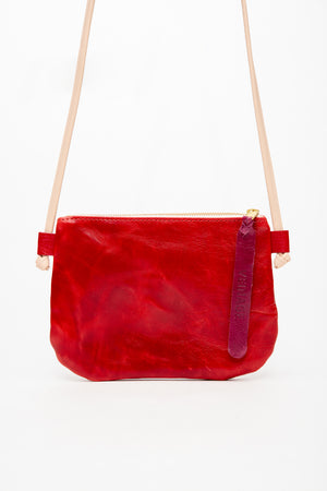 Minimalist small shoulder pouch in leather VENISE model