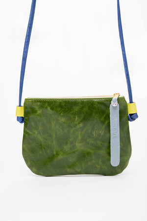 Minimalist small shoulder pouch in leather VENISE model