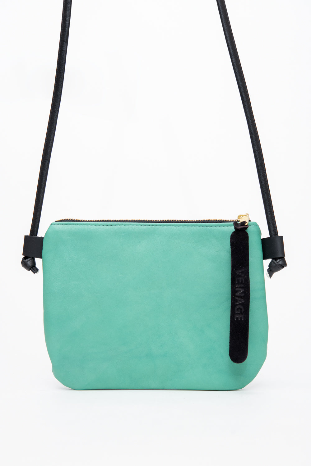 Minimalist small shoulder pouch in leather VENISE model