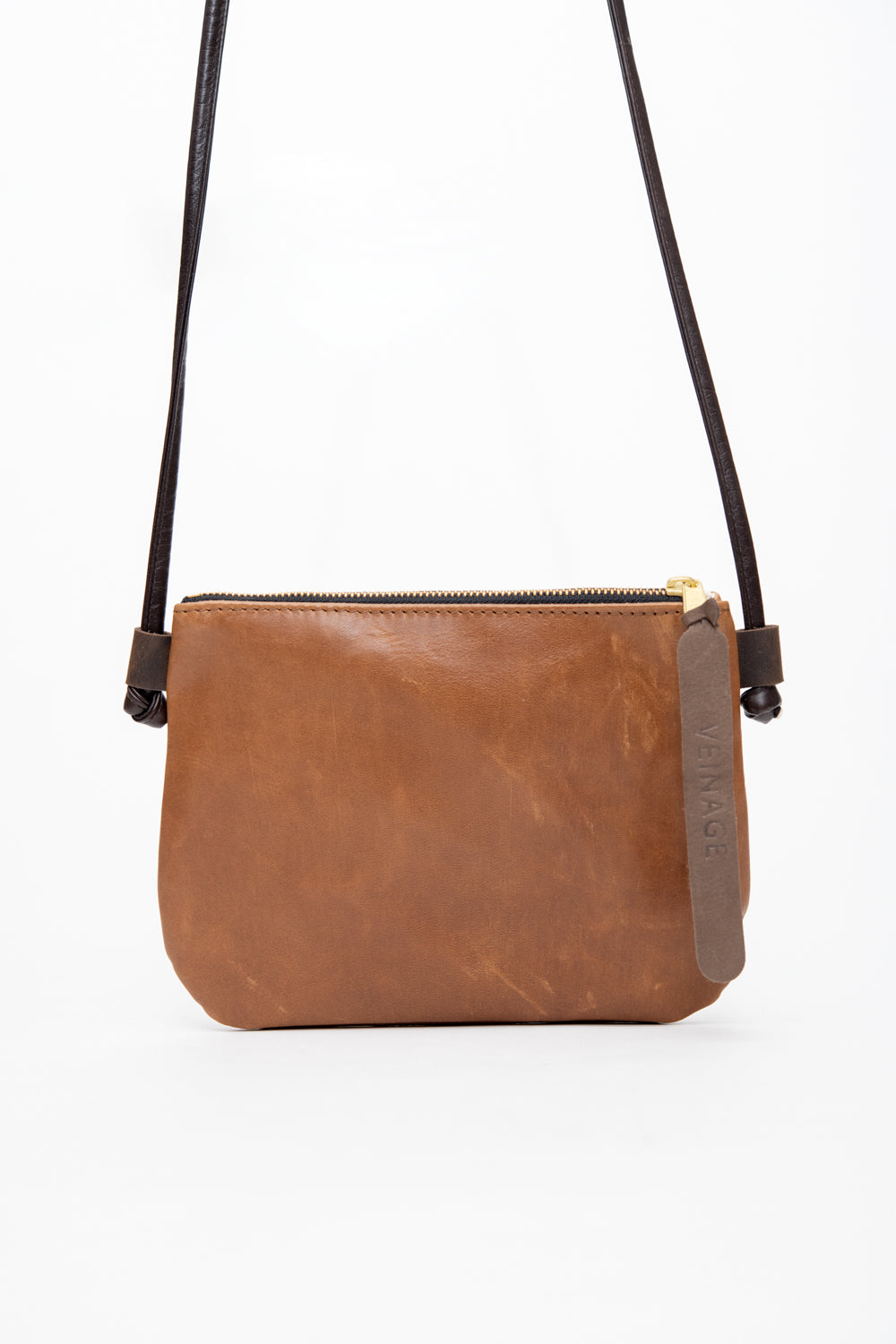 Minimalist small shoulder pouch in leather VENISE model