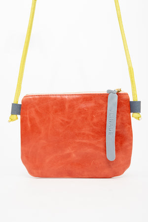 Minimalist small shoulder pouch in leather VENISE model