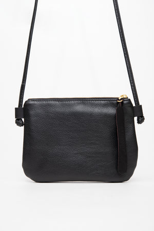 Minimalist small shoulder pouch in leather VENISE model