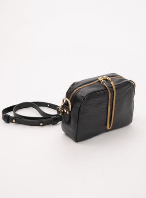 Veinage Leather crossbody bag and brass charm CARTIER model, handmade in Montreal Canada