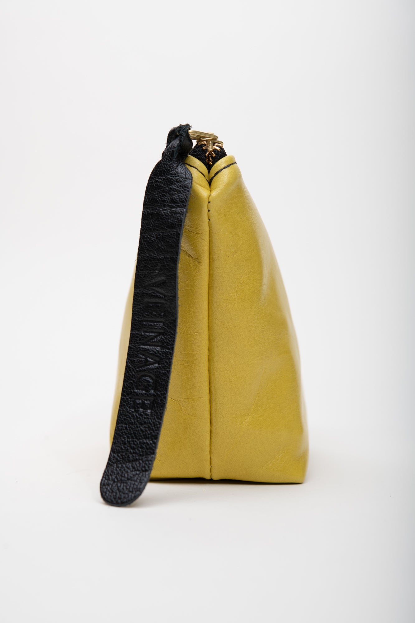 Veinage Garnier yellow leather pouch, handmade in Montreal, Canada
